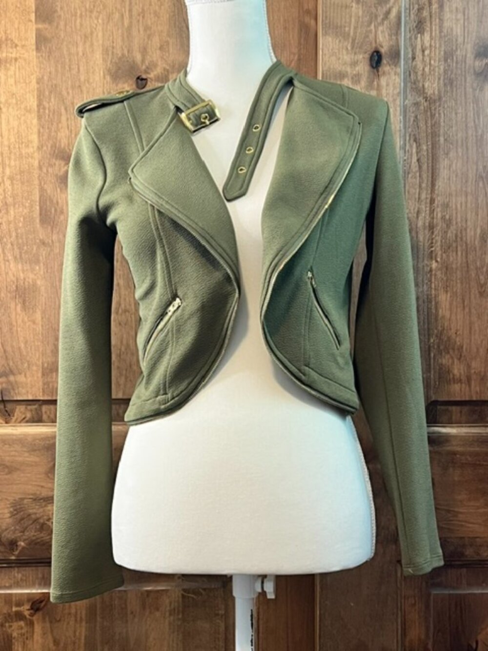 Material Girl Cropped Army Green Jacket